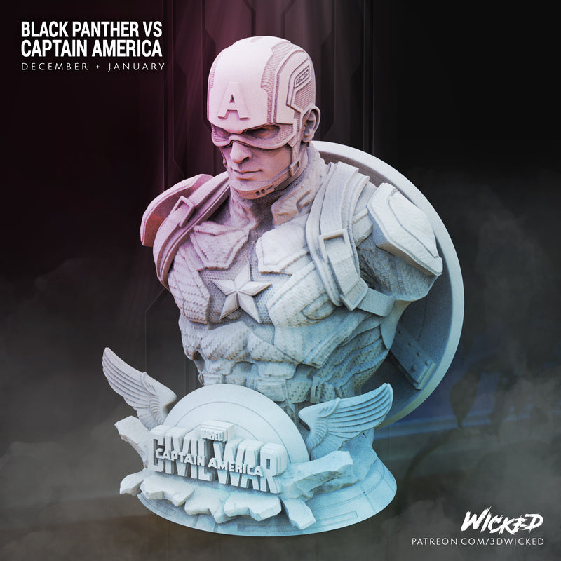 Captain America + Black Panther Busts resin bust kit view 4
