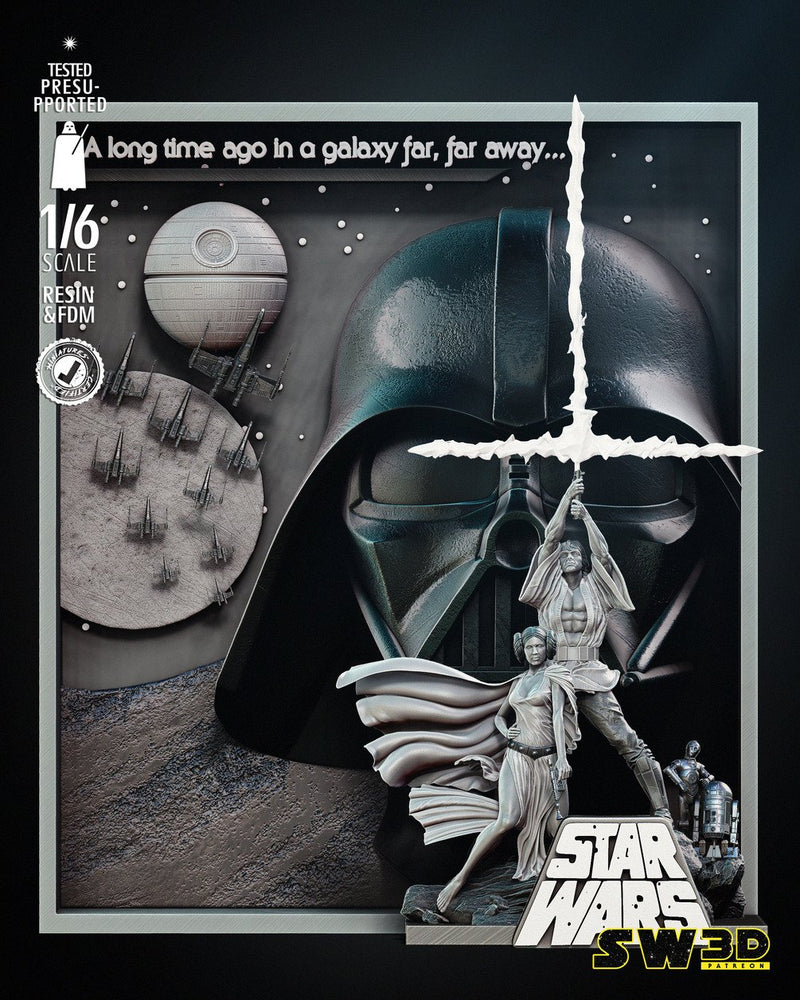 New Hope Luke and Leia Diorama POSTER VERSION