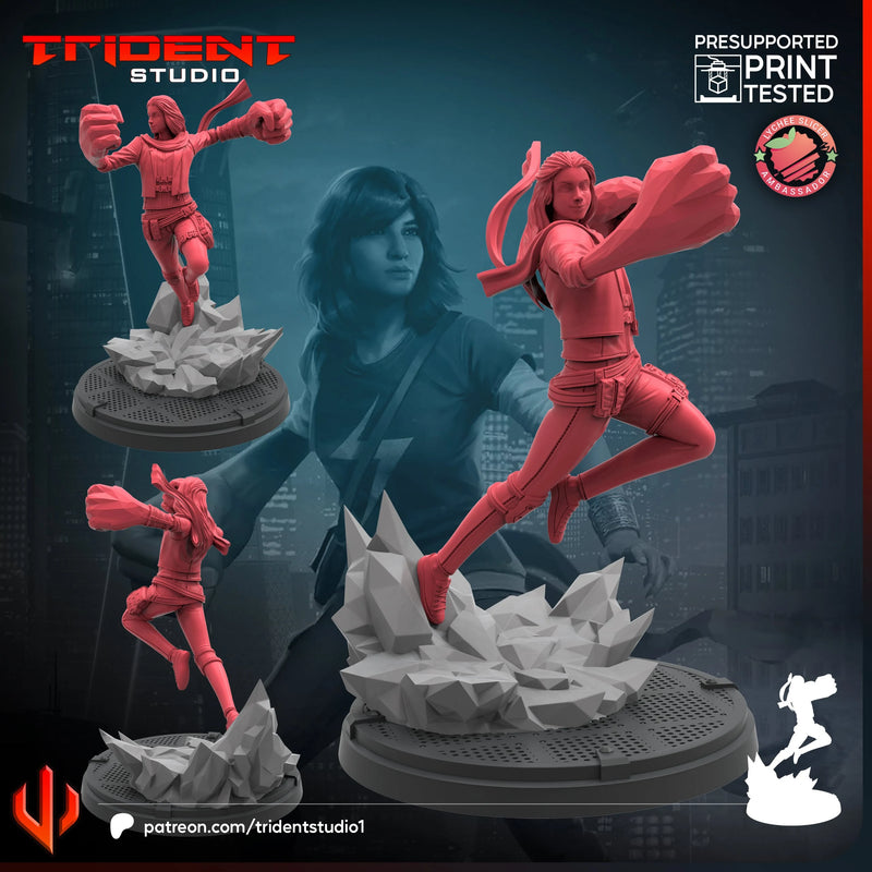 Kamala Khan Marvel MCP-compatible 40mm resin proxy miniature by Trident Miniatures - product image 4