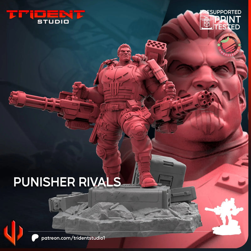 Punisher Rivals Marvel MCP-compatible 40mm resin proxy miniature by Trident Miniatures - product image 4
