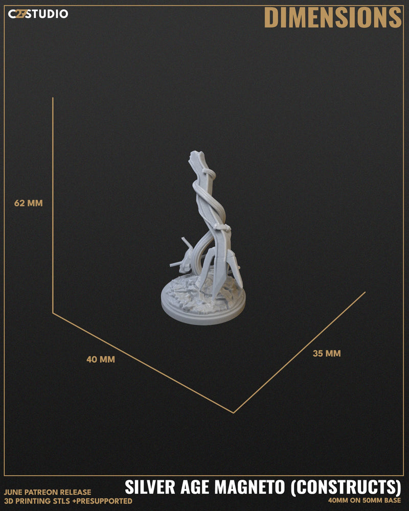 Magneto + Construct (Silver Age) Marvel MCP-compatible resin miniature by C27 Studios - product image 4