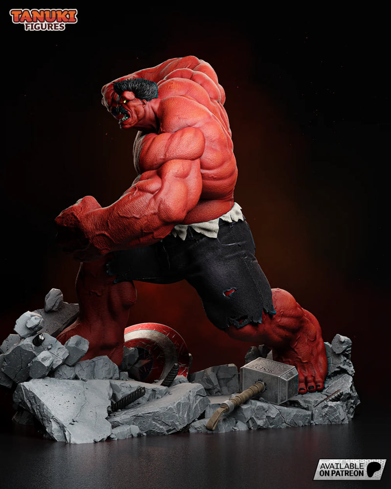 Red Hulk Resin Statue & Bust - Full Size view 4