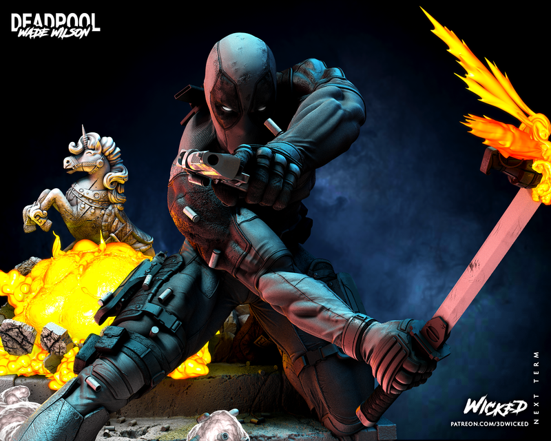 Deadpool Sculpture resin statue kit view 4