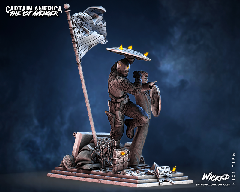 Captain America and Steve Rogers Sculptures DIORAMA COMPLETE resin diorama kit view 4