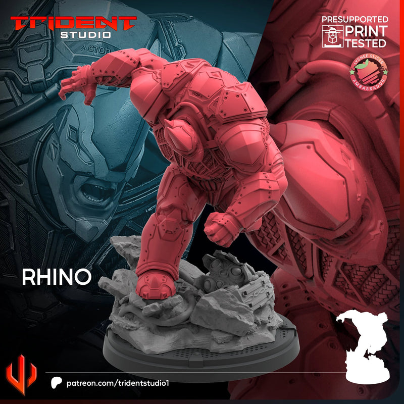 Rhino PS4 Marvel MCP-compatible 40mm resin proxy miniature by Trident Miniatures - product image 4