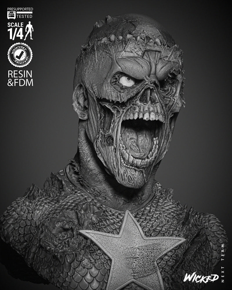 Captain America Zombie Portrait Bust resin bust kit view 4