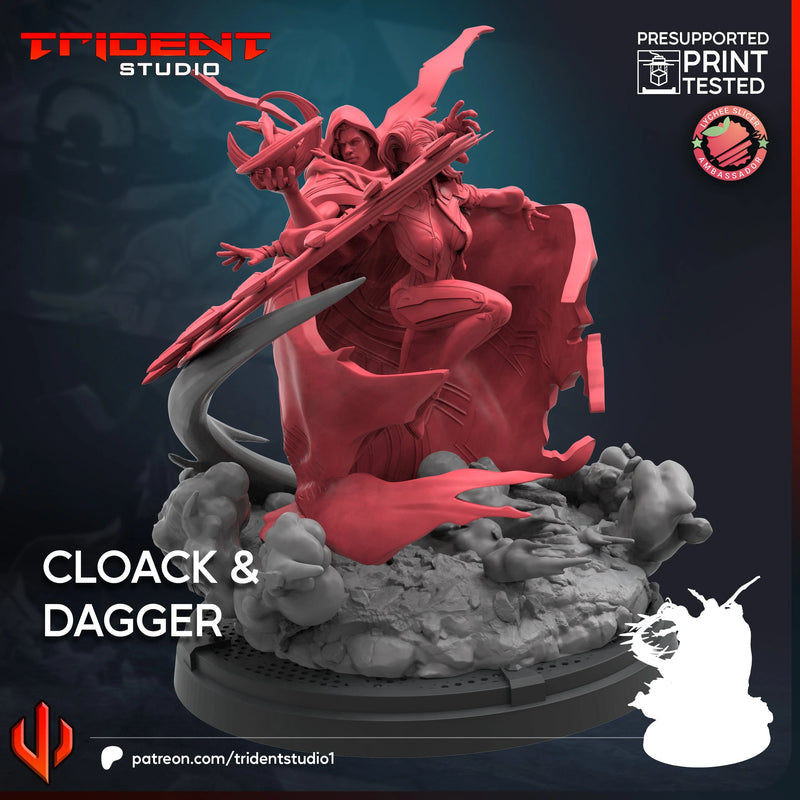 Cloak And Dagger Marvel MCP-compatible 40mm resin proxy miniature by Trident Miniatures - product image 4