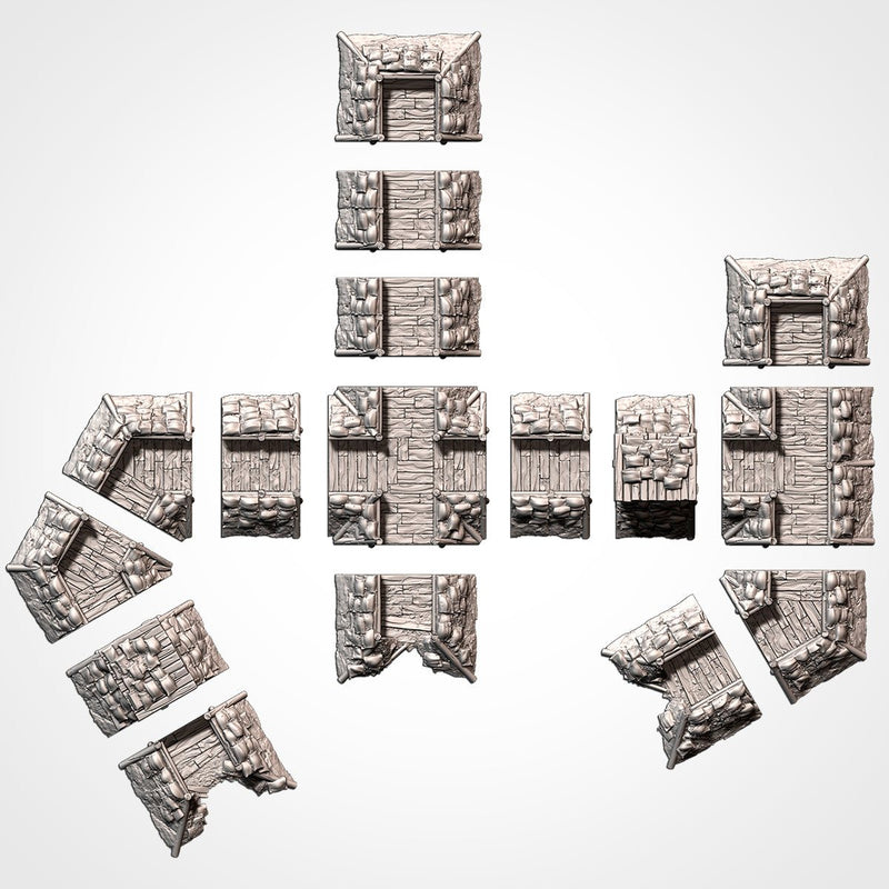 Modular Trenches WWII 3D printed terrain view 4