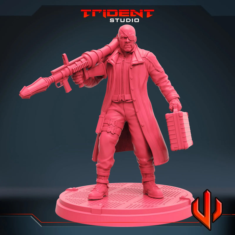 Nick Fury - Sculpt B Marvel MCP-compatible 40mm resin proxy miniature by Trident Miniatures - product image 4