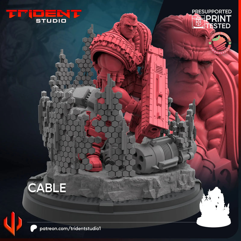 Cable Marvel MCP-compatible 40mm resin proxy miniature by Trident Miniatures - product image 4