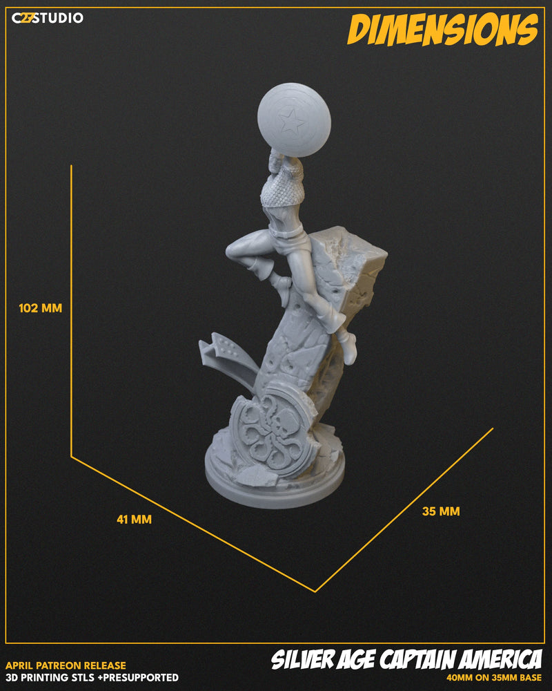 Captain America (Silver Age) Marvel MCP-compatible resin miniature by C27 Studios - product image 4