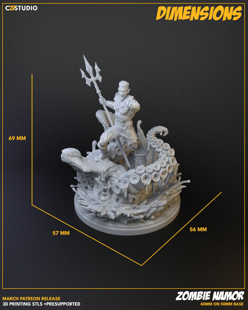Zombie Namor Marvel MCP-compatible resin miniature by C27 Studios - product image 4
