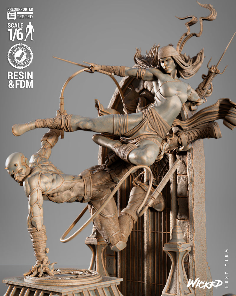 Daredevil and Electra Diorama resin diorama kit view 5