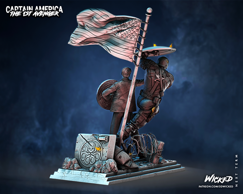 Captain America and Steve Rogers Sculptures DIORAMA COMPLETE resin diorama kit view 5