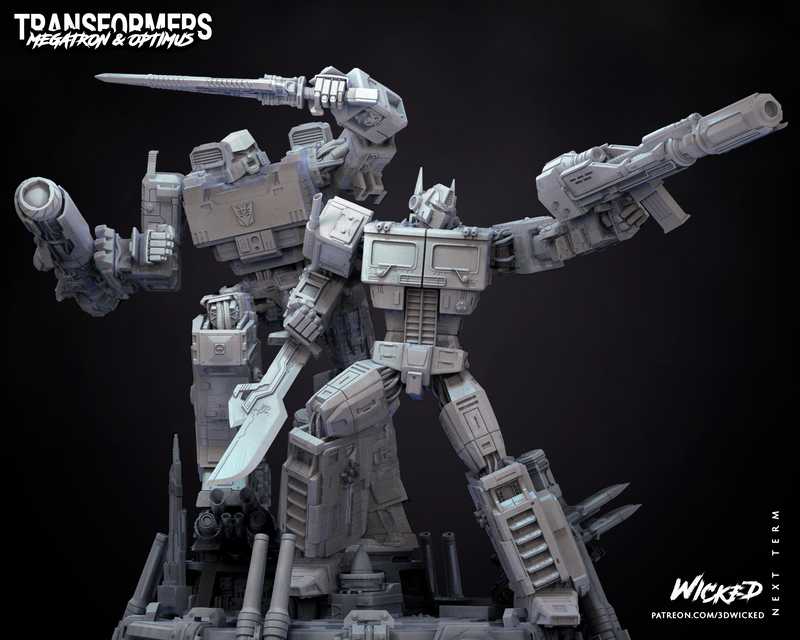 DIORAMA BASE + Optimus Sculpture + Megatron Sculpture resin diorama kit view 5