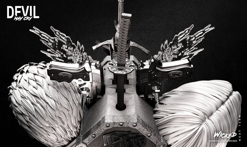 Dante and Vergil Weapon Box and Heads resin prop kit view 5