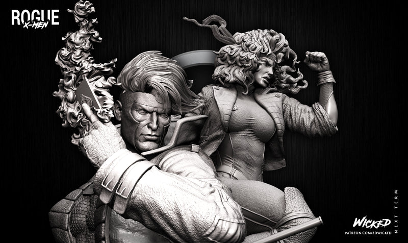 DIORAMA BASE + Rogue Sculpture + Gambit Sculpture resin diorama kit view 5
