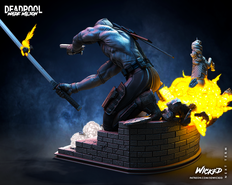 Deadpool Sculpture resin statue kit view 5