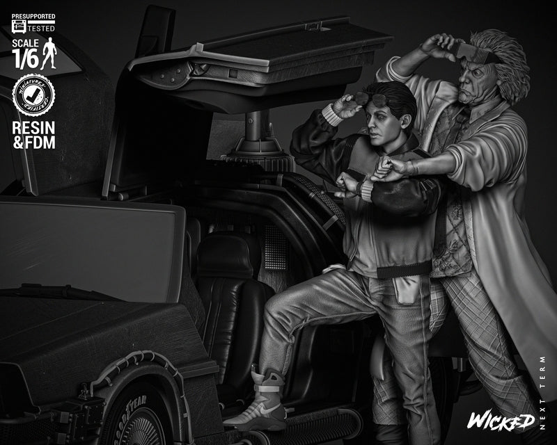 Back To The Future Diorama With DeLorean resin diorama kit view 5