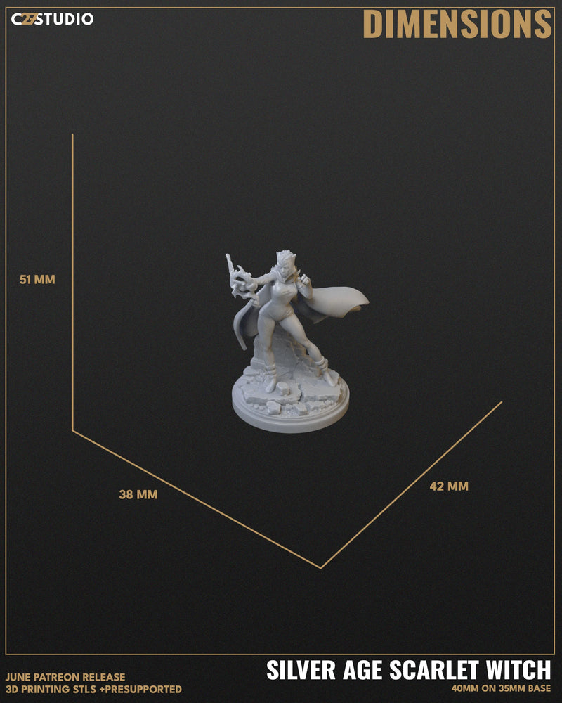 Scarlet Witch (Silver Age) Marvel MCP-compatible resin miniature by C27 Studios - product image 5