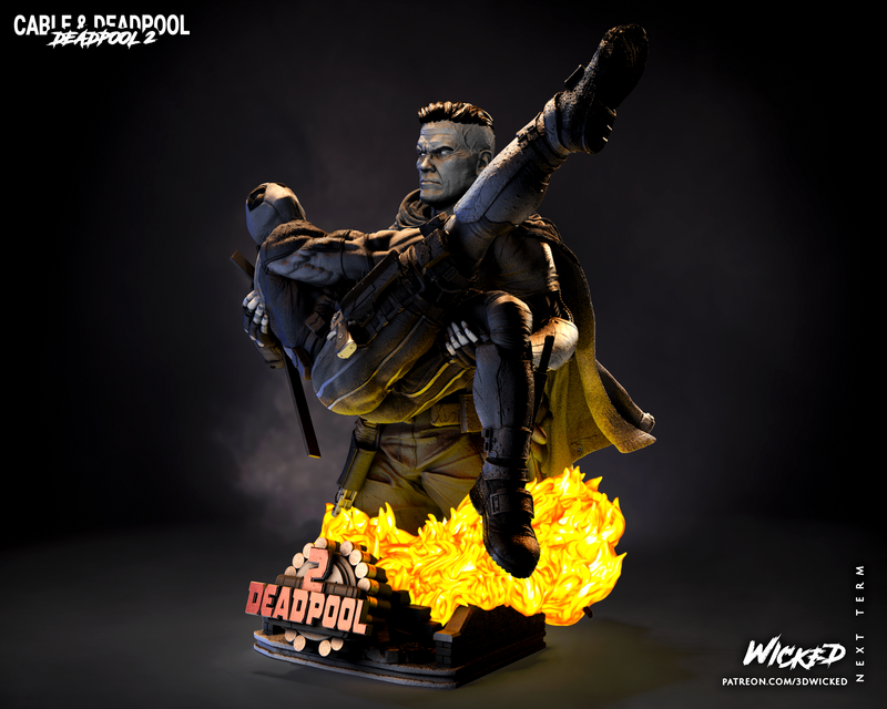 Deadpool and Cable Bust resin bust kit view 5