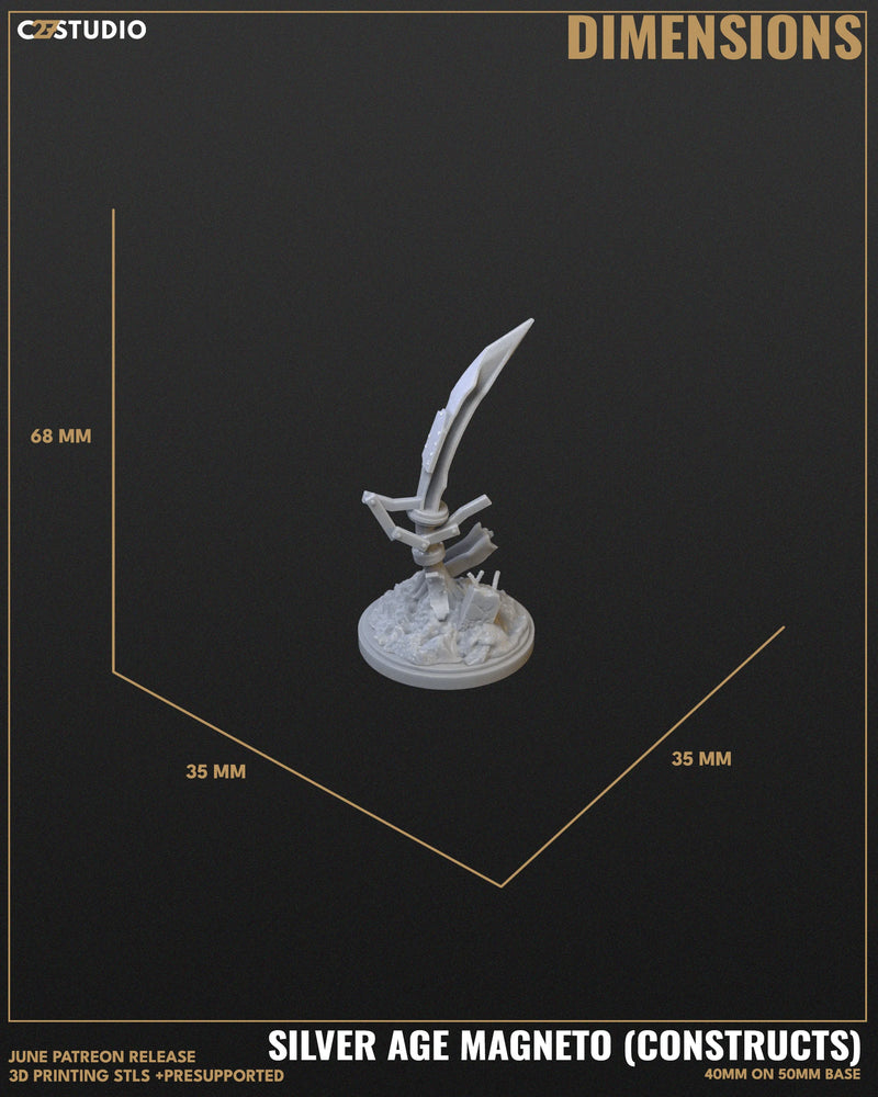 Magneto + Construct (Silver Age) Marvel MCP-compatible resin miniature by C27 Studios - product image 5