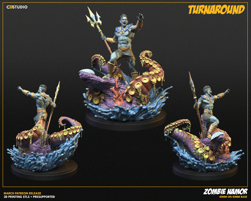 Zombie Namor Marvel MCP-compatible resin miniature by C27 Studios - product image 5
