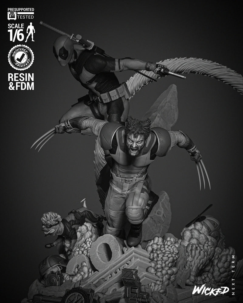 Deadpool and Wolverine Diorama Sculpture resin diorama kit view 5