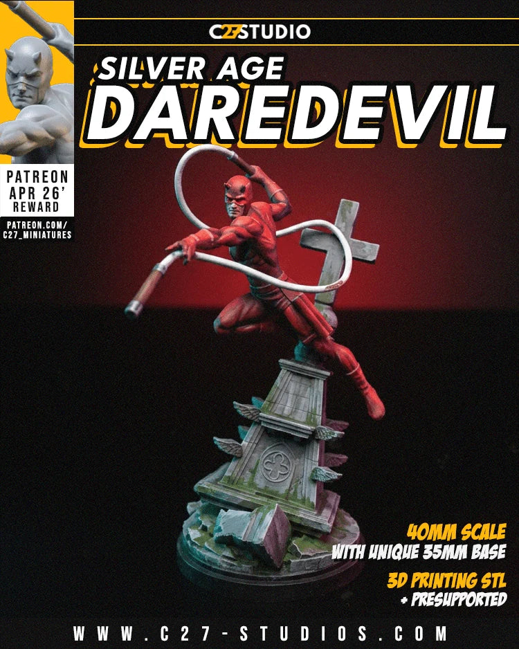 Daredevil (Silver Age) Marvel MCP-compatible resin miniature by C27 Studios - product image 5