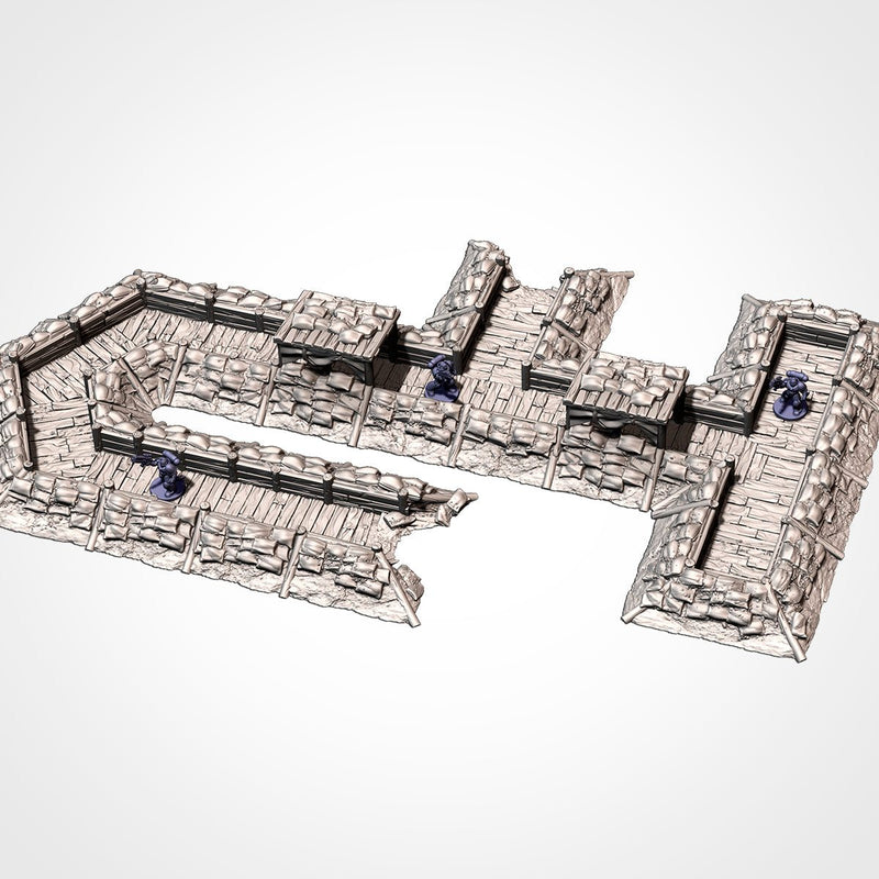 Modular Trenches WWII 3D printed terrain view 5