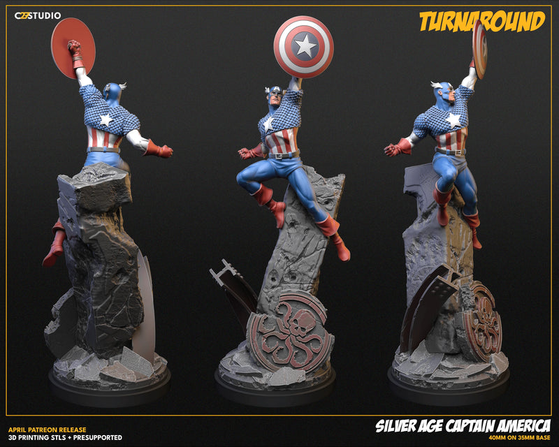 Captain America (Silver Age) Marvel MCP-compatible resin miniature by C27 Studios - product image 5