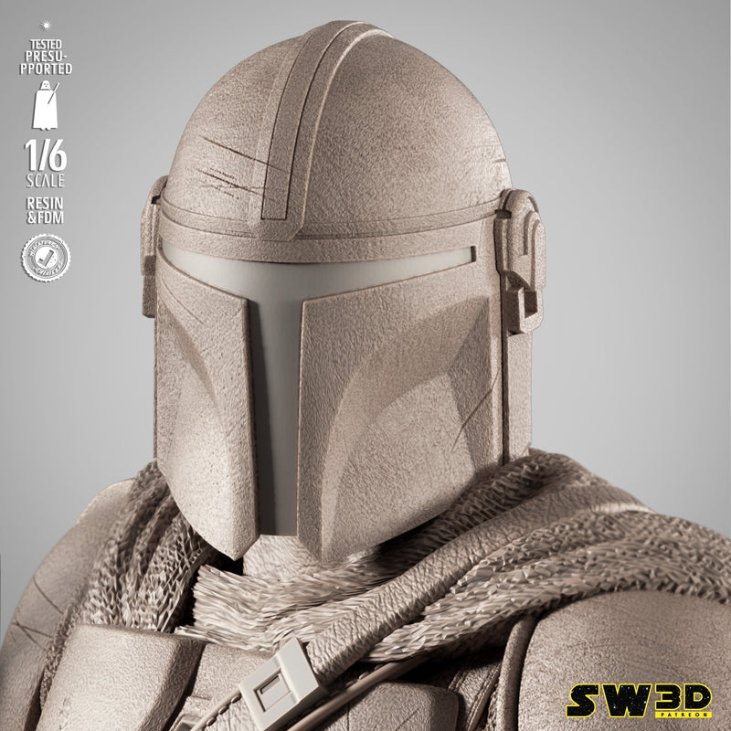 Mandalorian on Blurrg Sculpture