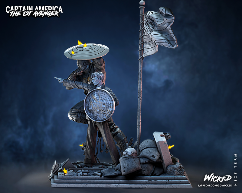 Captain America and Steve Rogers Sculptures DIORAMA COMPLETE resin diorama kit view 6
