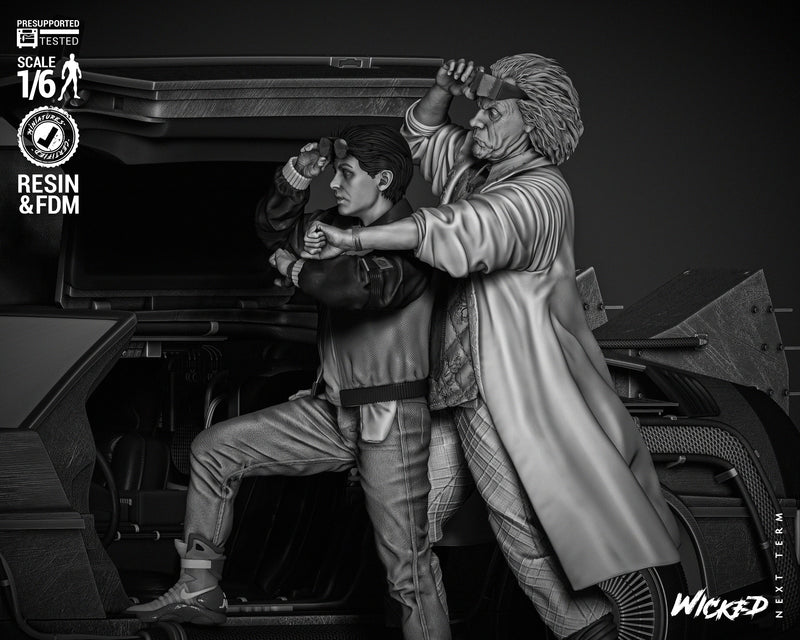 Back To The Future Diorama With DeLorean resin diorama kit view 6
