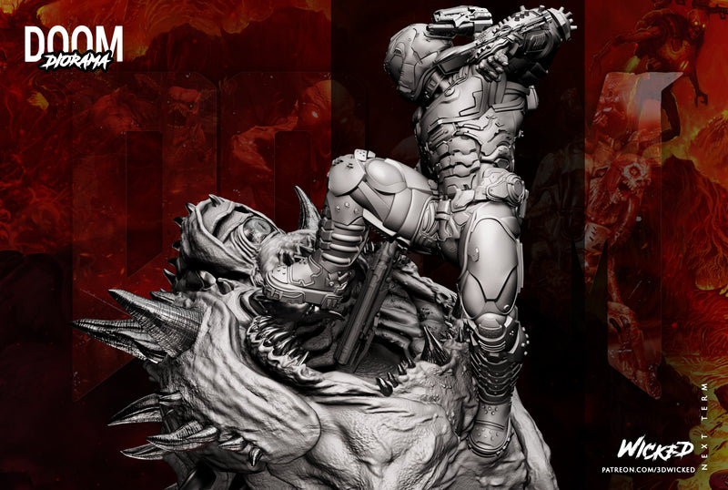 Doom Slayer Diorama resin diorama kit view 6