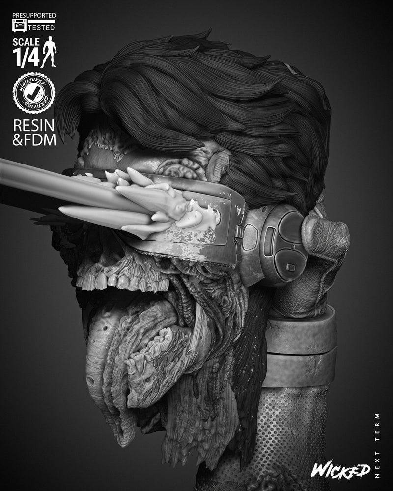 Cyclops Zombie Portrait Bust resin bust kit view 6