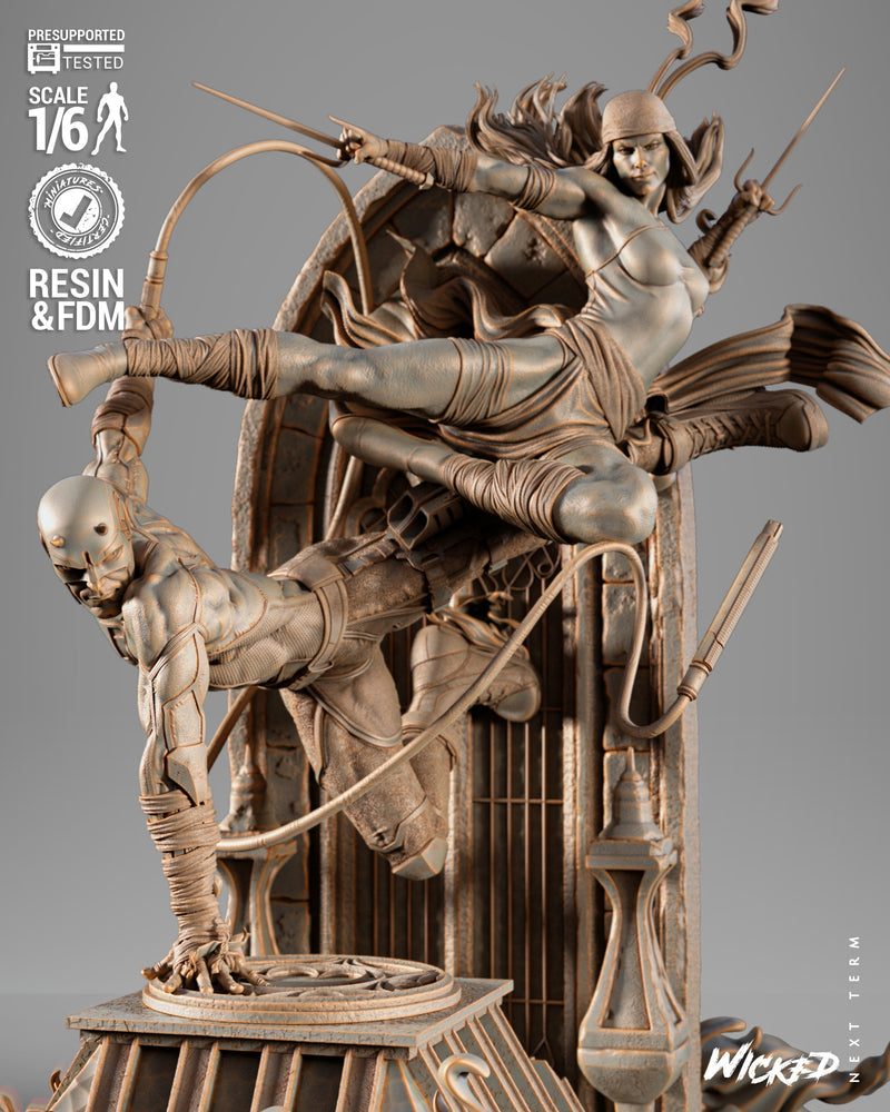 Daredevil and Electra Diorama resin diorama kit view 6