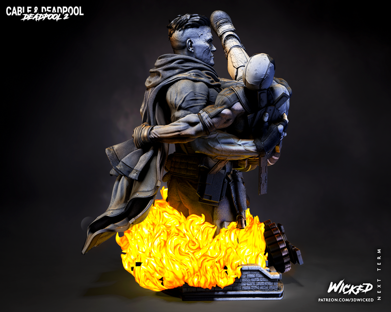 Deadpool and Cable Bust resin bust kit view 6