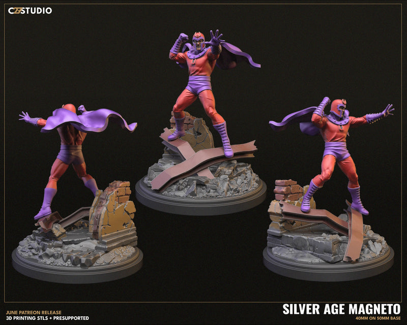 Magneto + Construct (Silver Age) Marvel MCP-compatible resin miniature by C27 Studios - product image 6