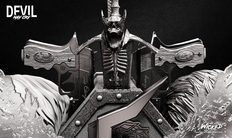 Dante and Vergil Weapon Box and Heads resin prop kit view 6