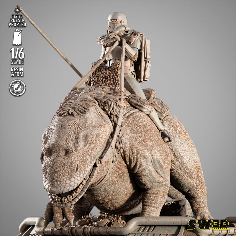 Sand Trooper in Dewback Sculpture