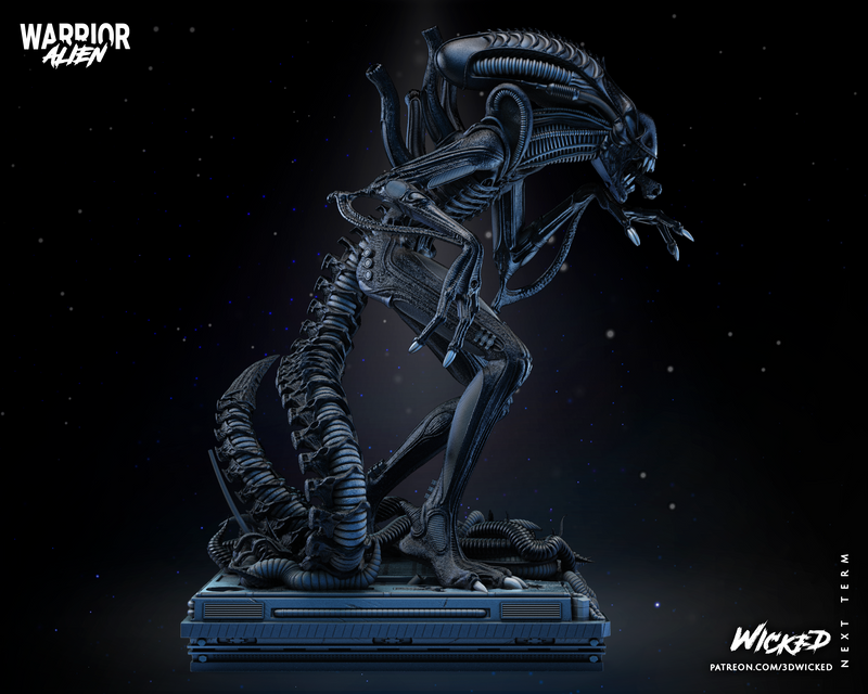 Alien Warrior Sculpture resin statue kit view 6