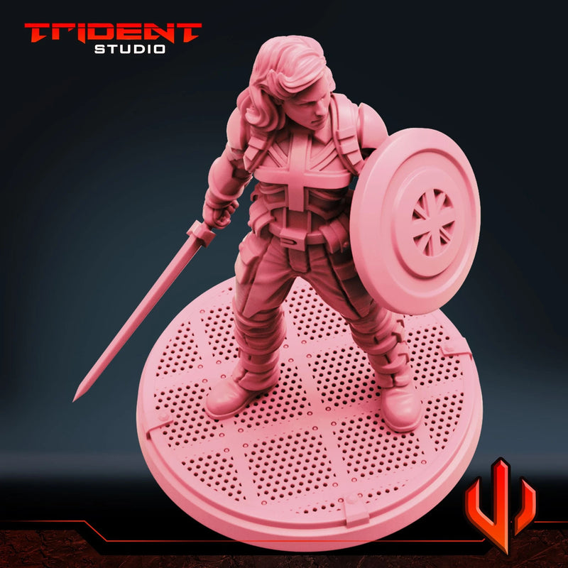 Captain Carter - Sculpt A Marvel MCP-compatible 40mm resin proxy miniature by Trident Miniatures - product image 6
