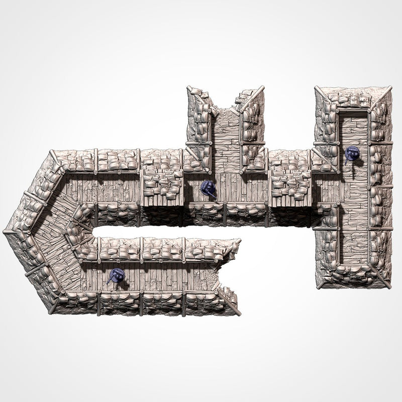 Modular Trenches WWII 3D printed terrain view 7