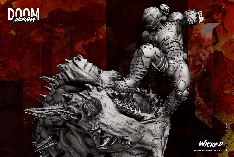 Doom Slayer Diorama resin diorama kit view 7