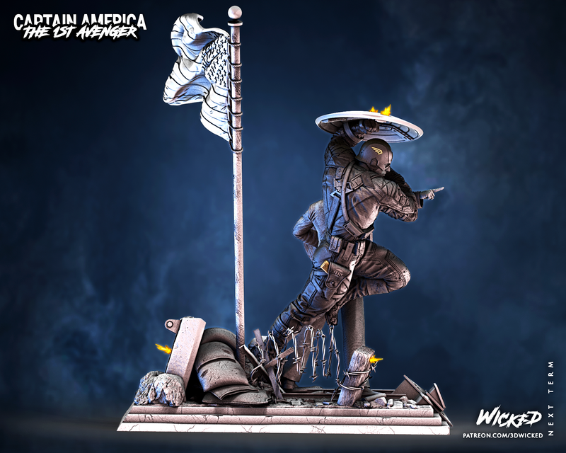 Captain America and Steve Rogers Sculptures DIORAMA COMPLETE resin diorama kit view 7
