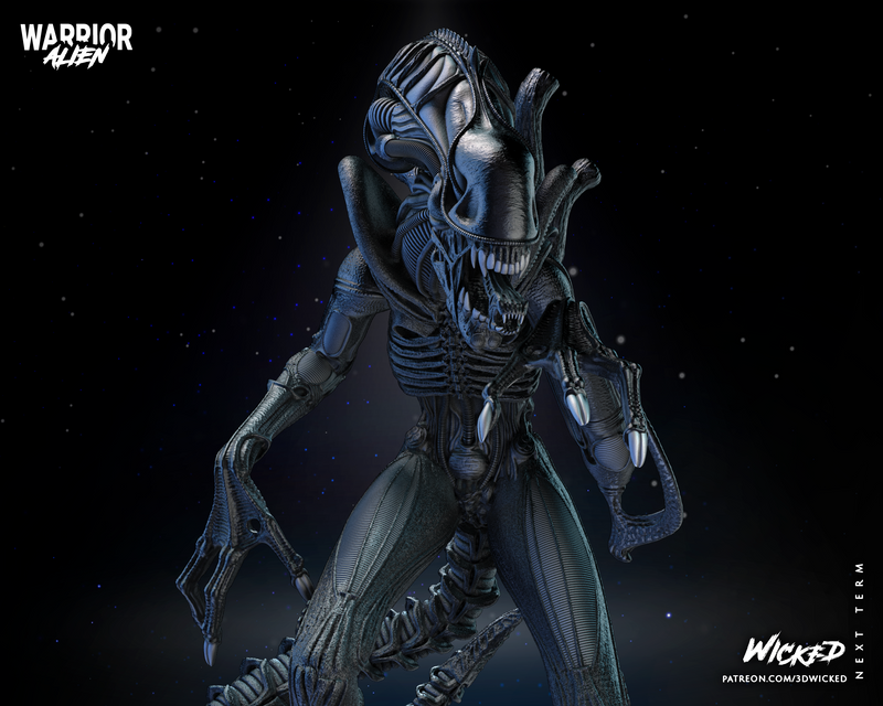 Alien Warrior Sculpture resin statue kit view 7