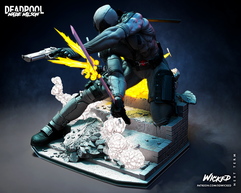 Deadpool Sculpture resin statue kit view 7