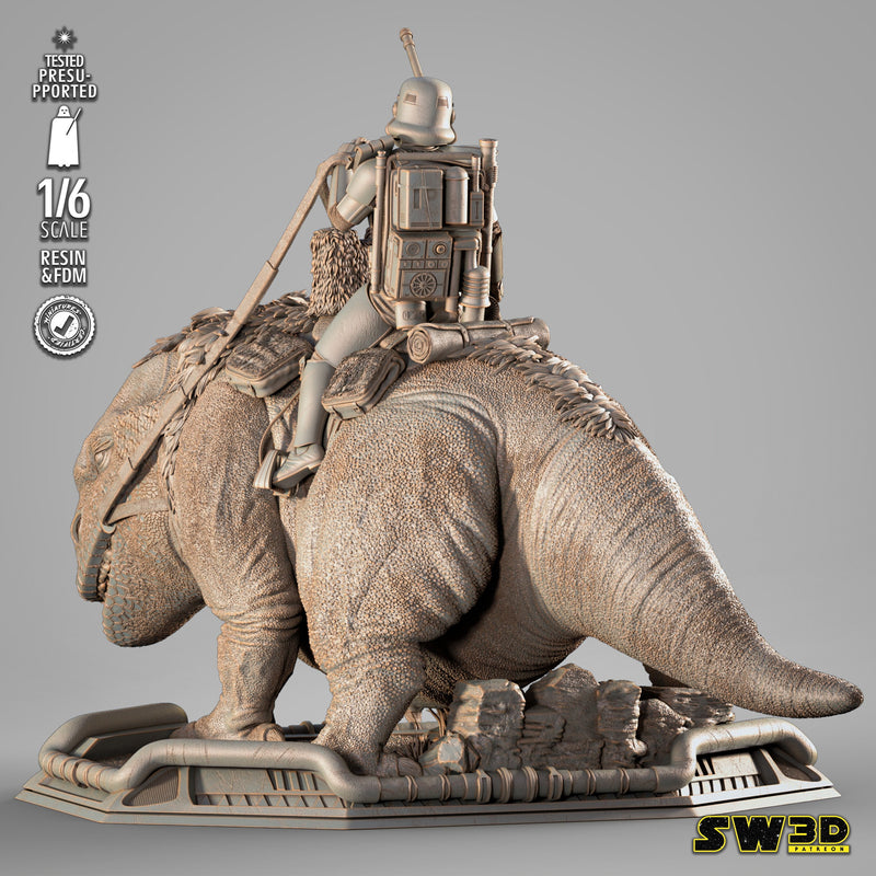 Sand Trooper in Dewback Sculpture