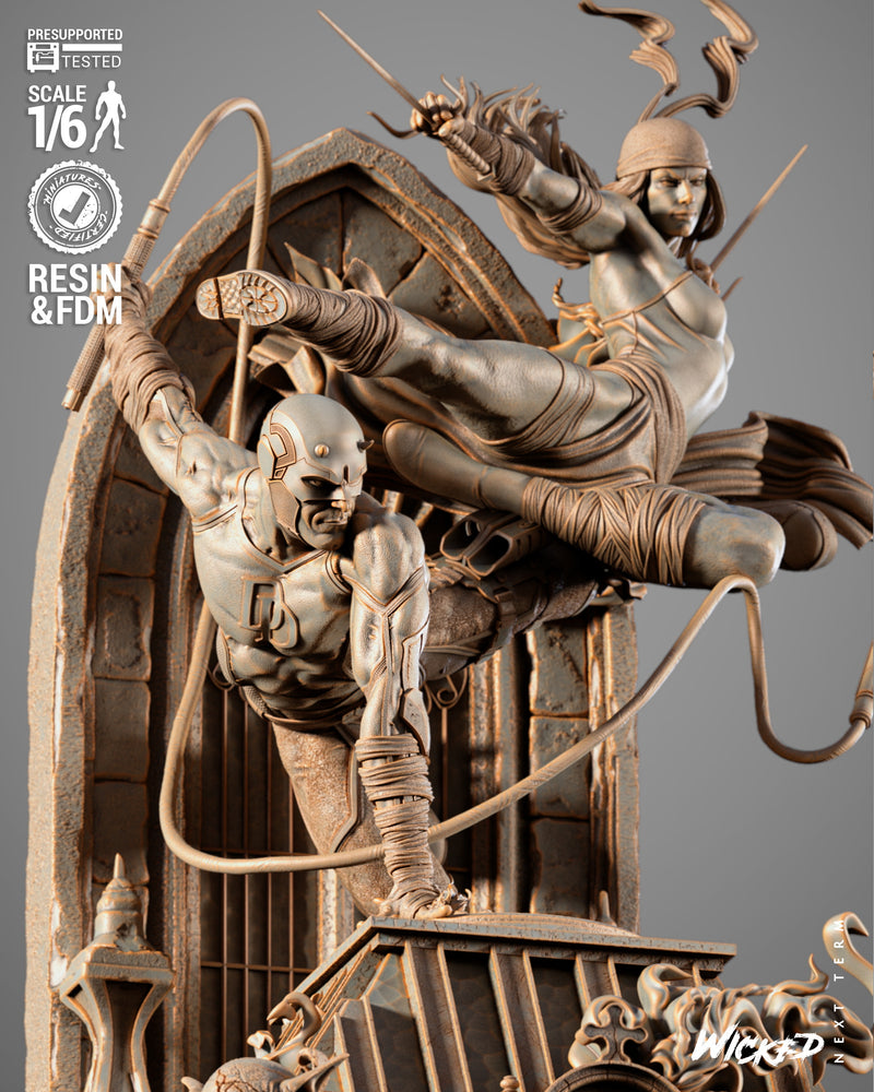 Daredevil and Electra Diorama resin diorama kit view 7